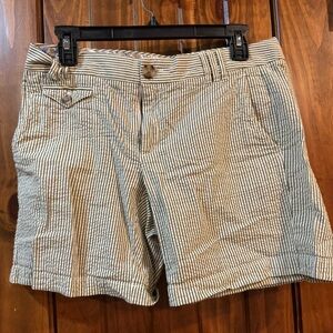 Banana Republic Green and White Striped Seersucker Shorts
